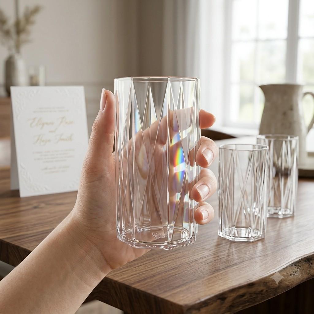 Diamond-Cut Decorative Drinking Glass image 2