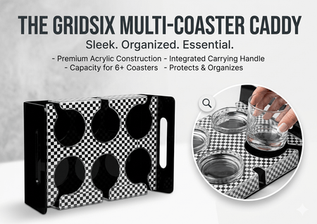 IMPERIAL BLACK AND GOLD ELEGANT TEXTURED GLASS AND CUP HOLDER TRAY/6 SLOT BLACK GOLD TRAY image 2
