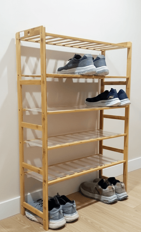 5-Tier Bamboo Standing Shoe Rack – 18 Pair Capacity (41?H x 27?W) image 2