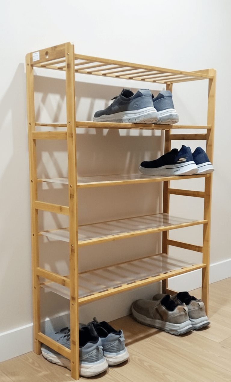 5-Tier Bamboo Standing Shoe Rack – 18 Pair Capacity (41?H x 27?W) image 2