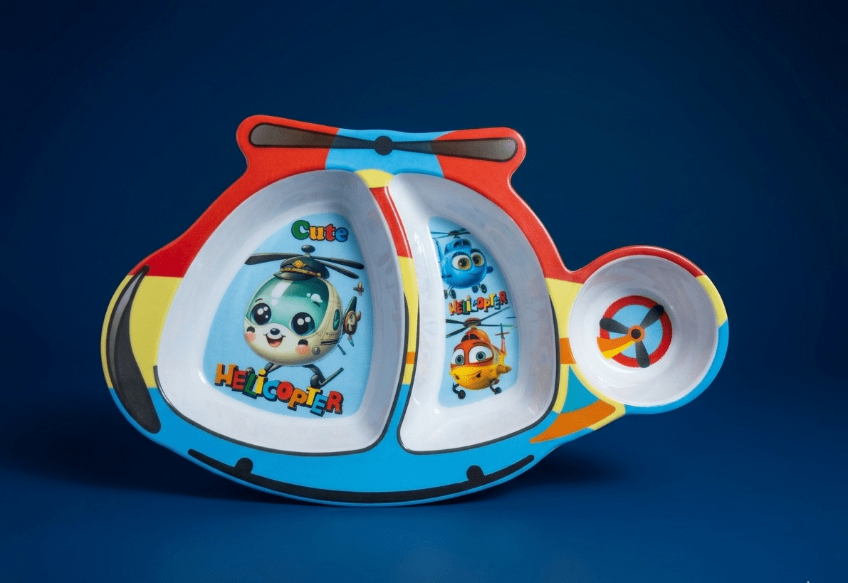 Helicopter Sectional Toddler Plate – 3-Compartment Durable Kids’ Dish image 2