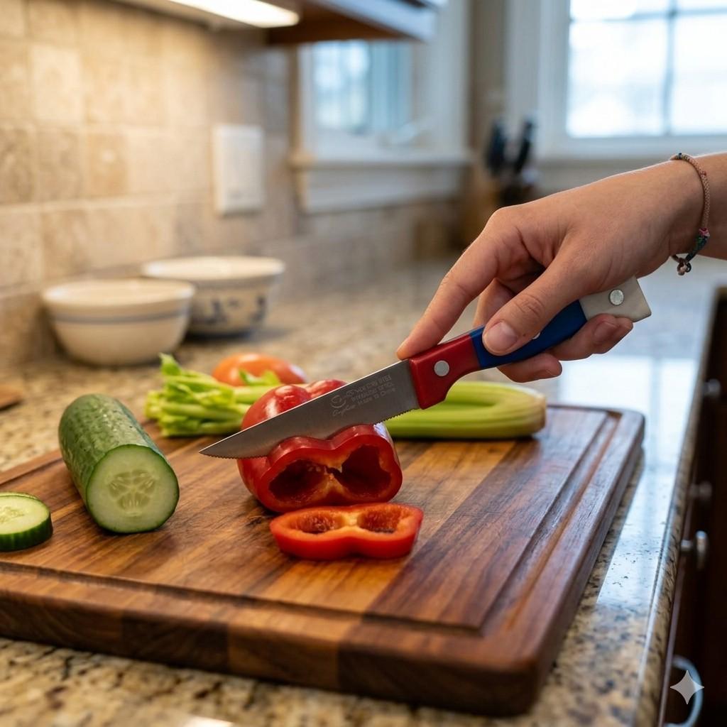 Premium Stainless Steel Multipurpose Kitchen Knife with Ergonomic Tri-Color Handle image 3