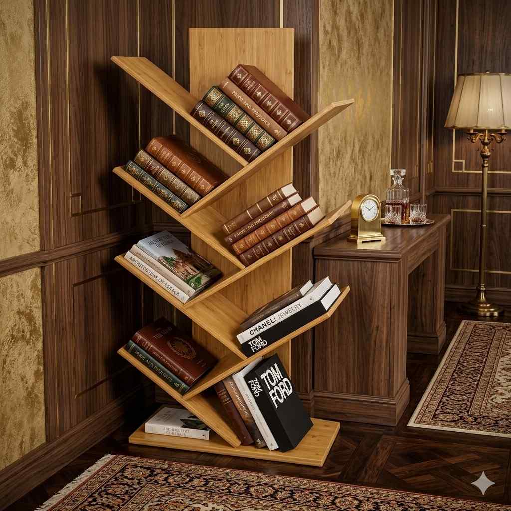Premium Bamboo Tree Bookshelf – Multi-Tier Space-Saving Display Rack image 3