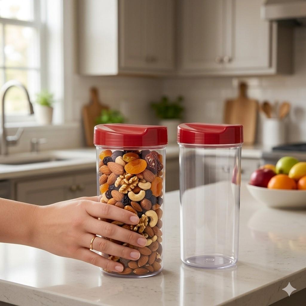 Premium Acrylic Storage Jar – Modern Kitchen Organizer (Available in 350ml, 700ml, 1000ml) image 2