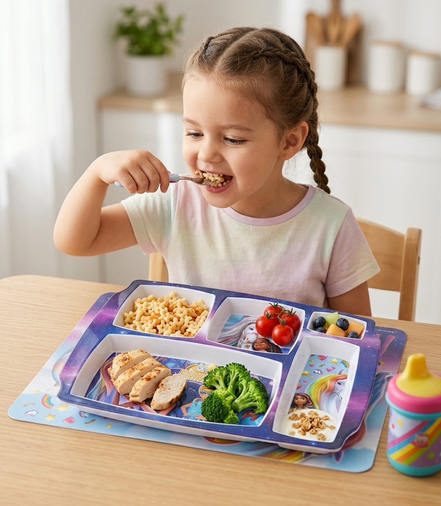 Kids’ 5-Compartment Divided Dinner Plate image 3