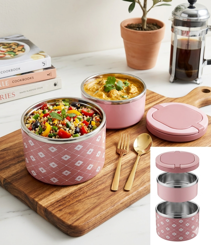 Premium Double-Layer Stainless Steel Insulated Lunch Box – Eco-Friendly Thermal Food Container image 2