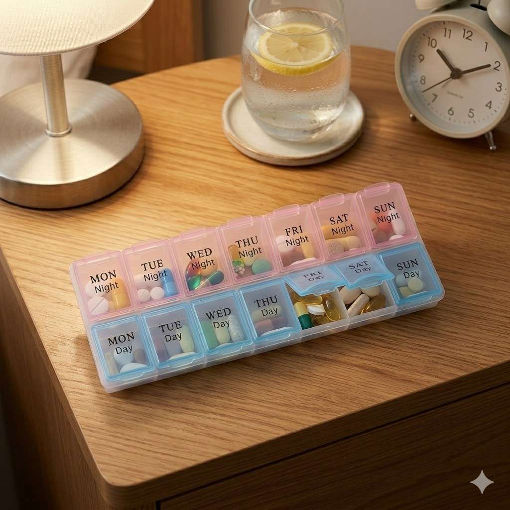 14-Grid Weekly Pill Organizer – 2 Times A Day Medication Management Box image 2