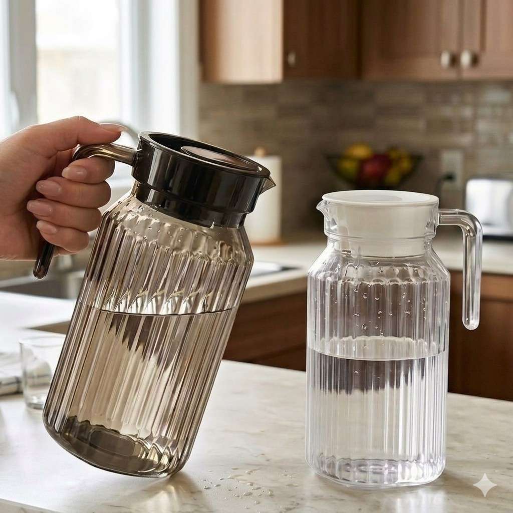 Modern Slim Line Ribbed Plastic Jug with Infuser Lid – Lightweight & Durable Pitcher in 1000ml & 1250ml Sizes image 6