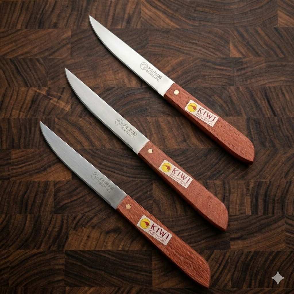 Kiwi Stainless Steel Utility Knife with Traditional Lightweight Wooden Handle main image