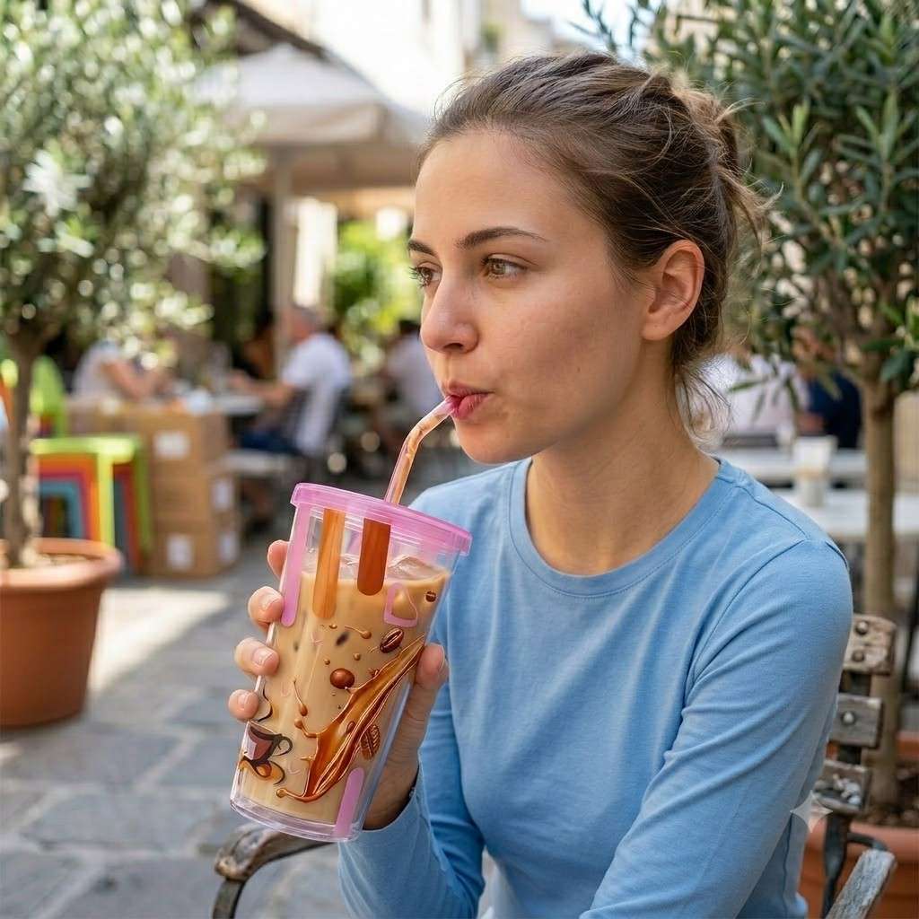 Modern Patterned Ring Straw Glass Set (4 Pack) – Stylish Reusable Drinking Tumblers image 3