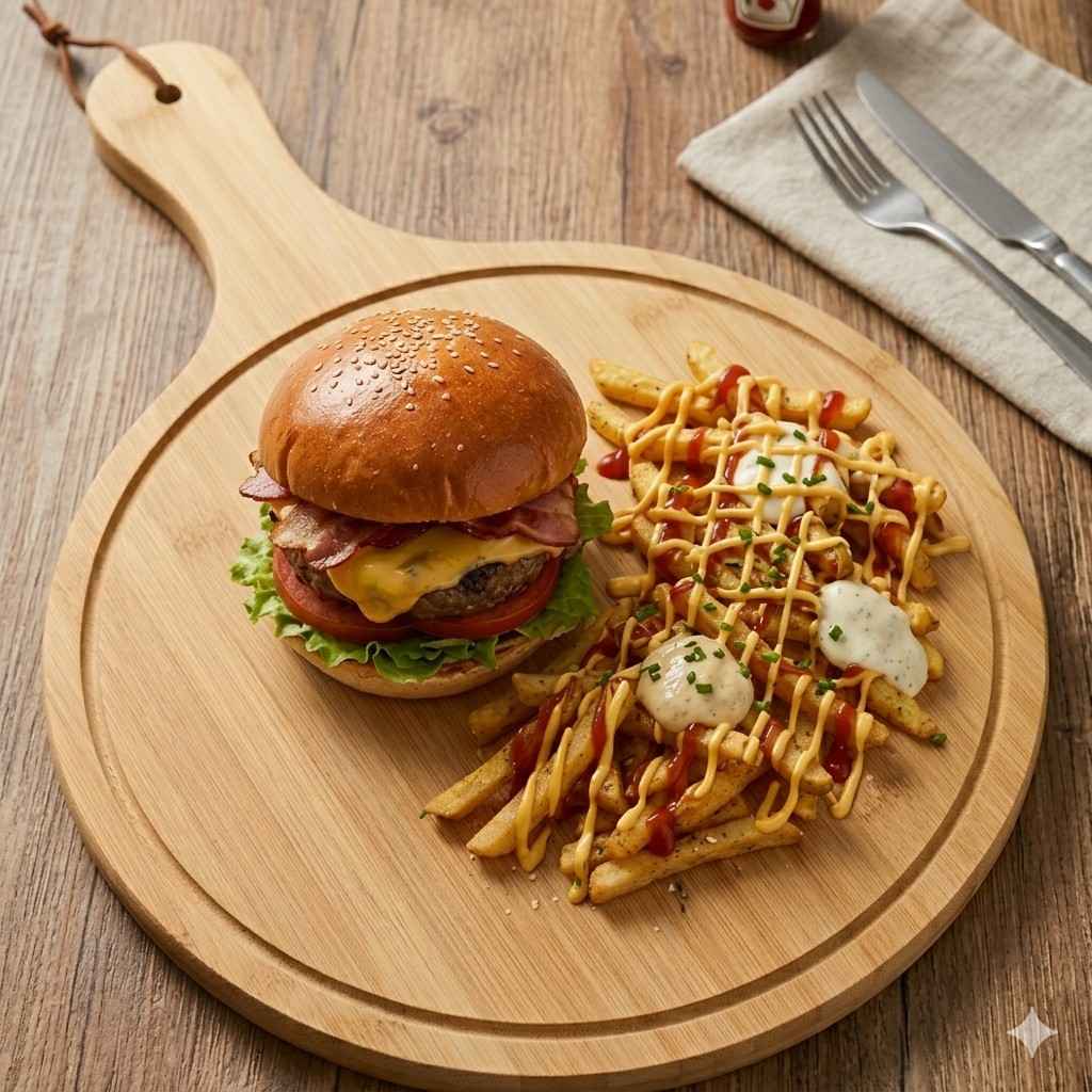 Bamboo Round Pizza Serving Plate with Handle | 17×11 Inch Premium Wooden Serving Board for Pizza, Burgers, and Charcuterie image 2