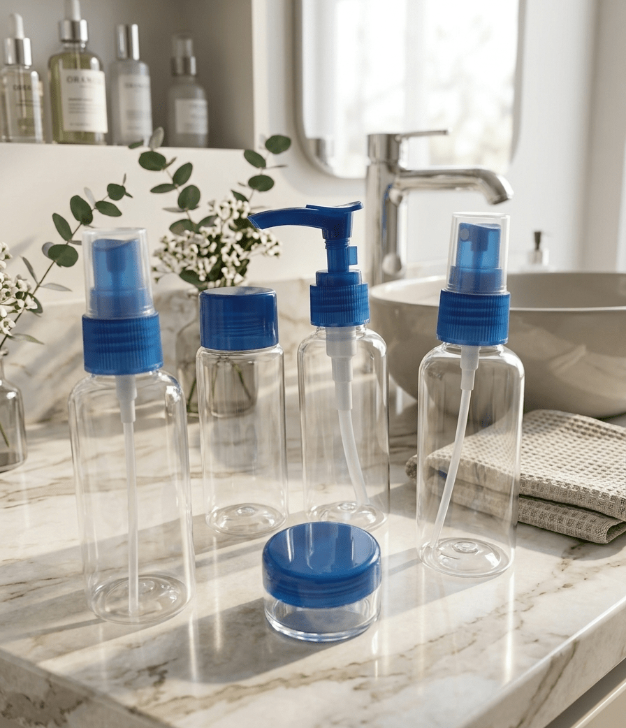 Essential Travel Cosmetic Dispenser Kit – Refillable Spray, Pump, and Cream Jars for Toiletries image 3