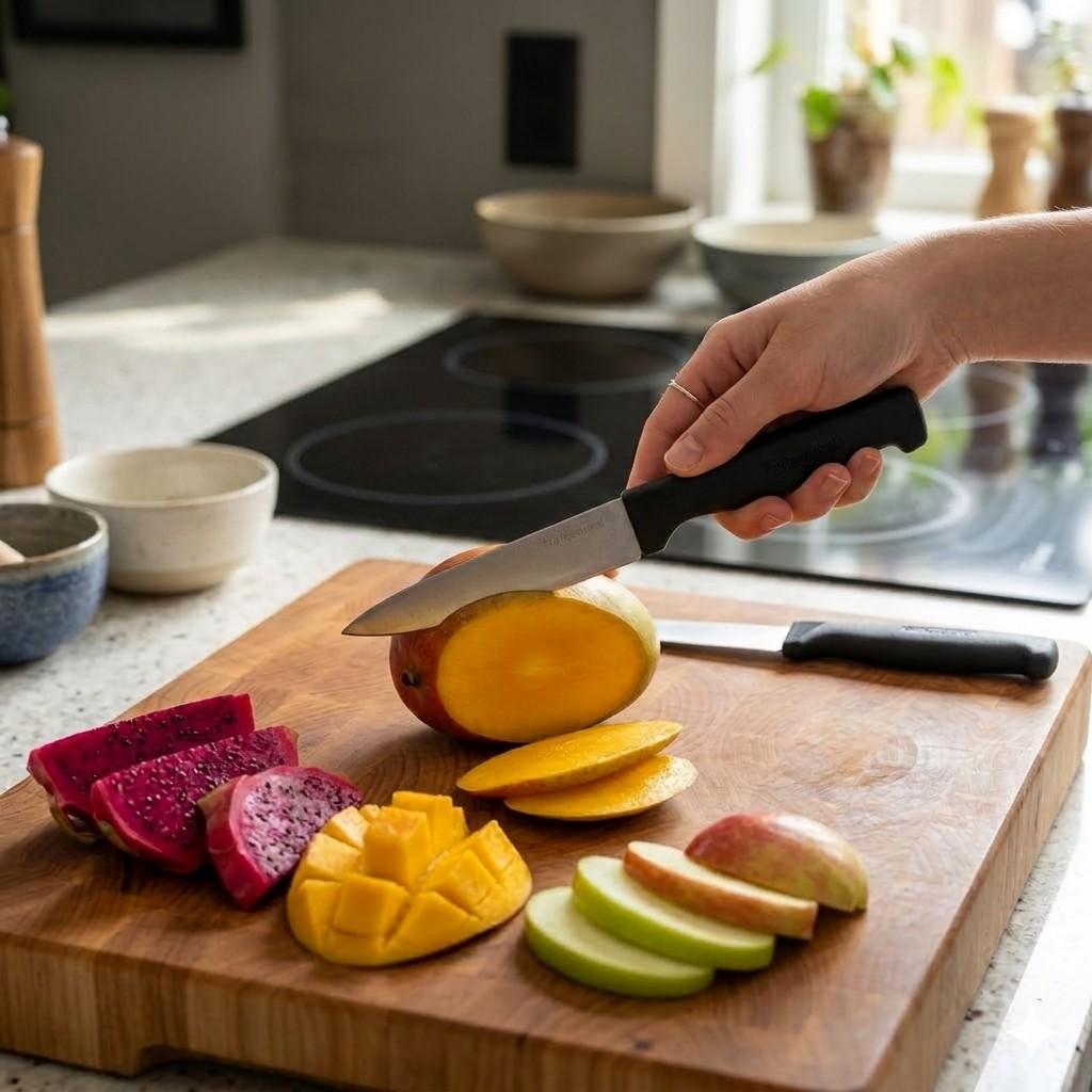 Professional Stainless Steel Paring Knife with Ergonomic Black Handle image 2