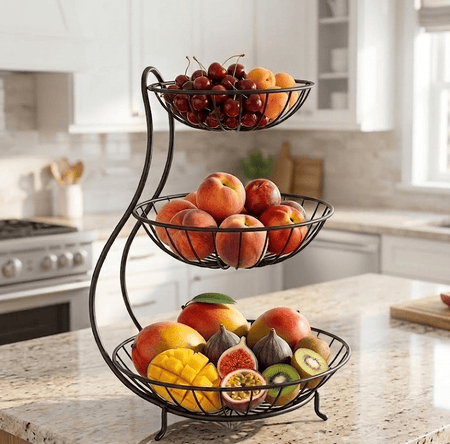 3 Tier Fruit Basket Wire Fruit Bowl – Three-Layer Dried Fruit Dish Home Snack Tray main image