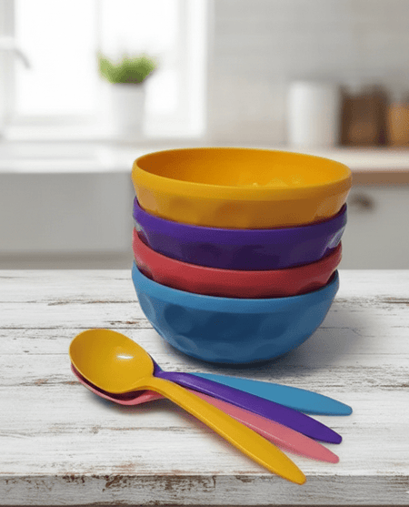 Imperial Colorful Bowls 4pcs With Spoon/stylish Bowls Set For Multipurpose image 4