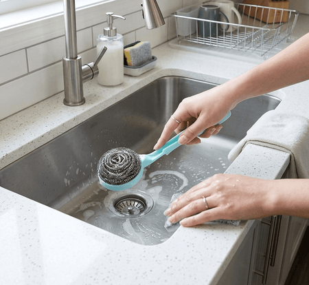 Heavy-Duty Steel Wire Scrubber with Ergonomic Long Handle – Durable Stainless Steel Dish & Pot Cleaning Brush for Tough Grime image 3