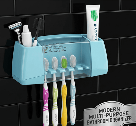 Wall-Mounted Family Toothbrush Holder & Multi-Function Bathroom Organizer image 2