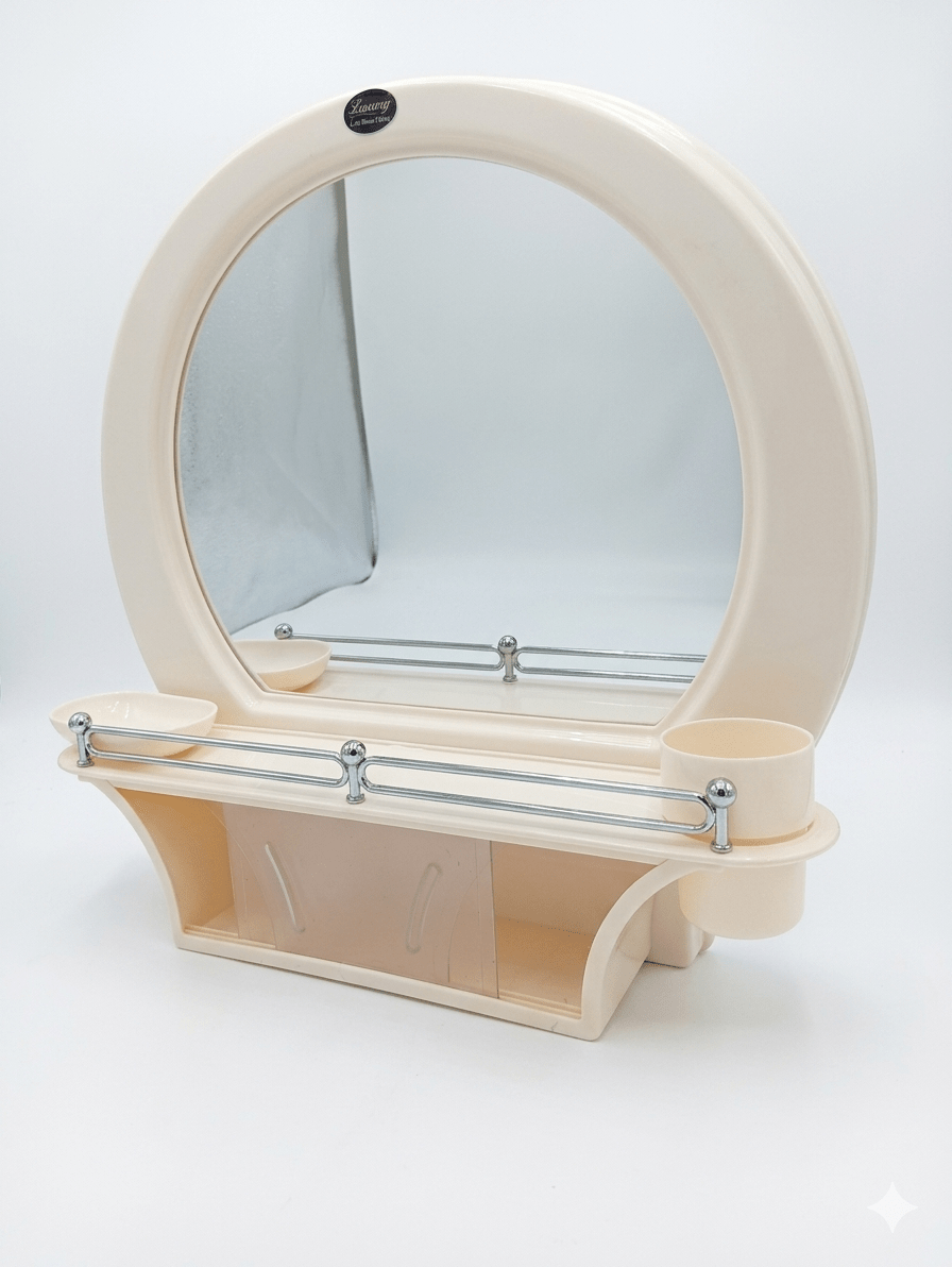 Luxury Oval Bathroom Mirror with Integrated Storage Shelf & Accessories Holder image 2