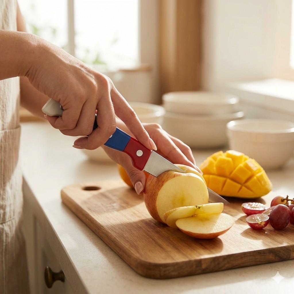 Premium Stainless Steel Multipurpose Kitchen Knife with Ergonomic Tri-Color Handle image 2