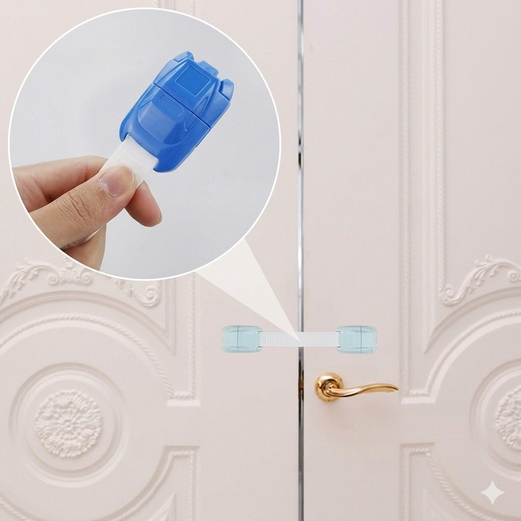 Multi-Purpose Child Safety Lock – Adjustable Flexible Strap Latches for Cabinets, Drawers, Fridge, Toilet, and Trash Can – No Tools Required, Strong 3M Adhesive image 4