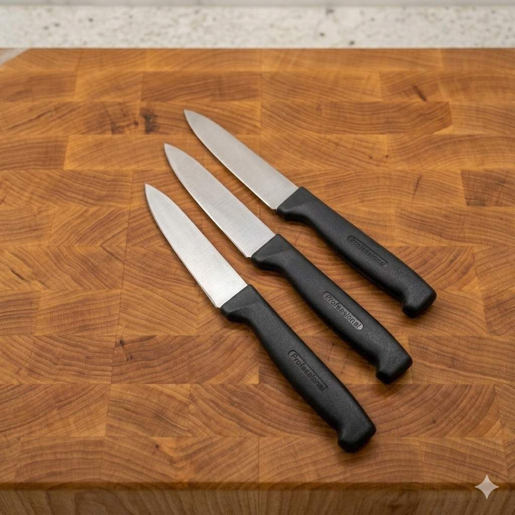 Professional Stainless Steel Paring Knife with Ergonomic Black Handle main image