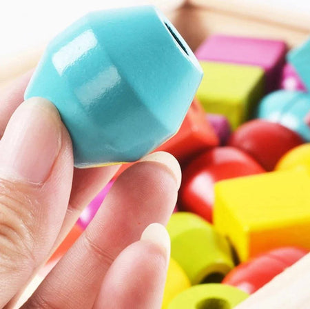 Geometric Shape Wooden Lacing Beads