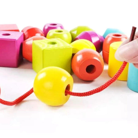 Geometric Shape Wooden Lacing Beads