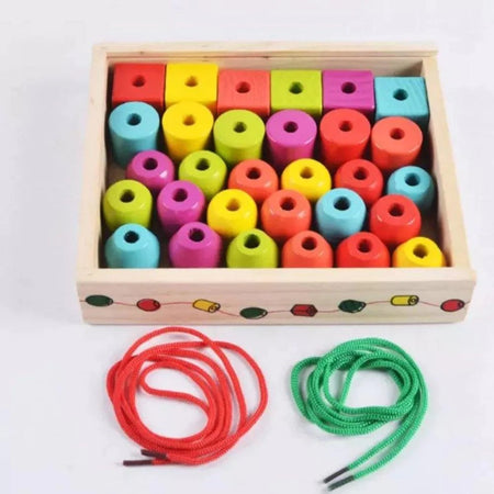 Geometric Shape Wooden Lacing Beads