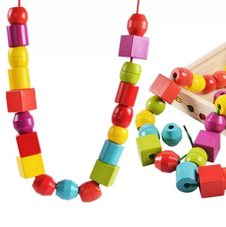 Geometric Shape Wooden Lacing Beads
