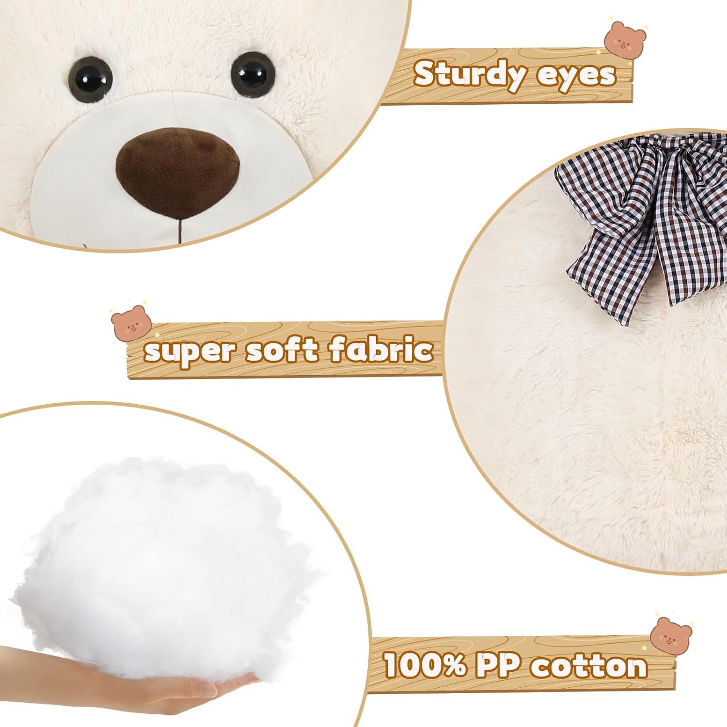 Giant Teddy Bear Plush Stuffed Animal Off-White