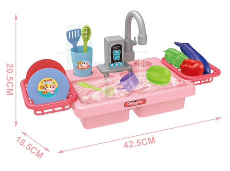 Play Sink for Kids Kitchen Pretend Play Dishwasher Toy Automatic Running Water