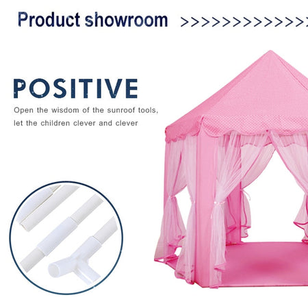 Princess Tent Girls Pink Large Playhouse With Lights for Indoor and Outdoor