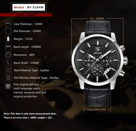 Benyar BY-5104 Exclusive Chronograph Edition Image 6