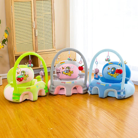 Learn to Sit with Back Support Baby Floor Seat with Toy Bar - Plane