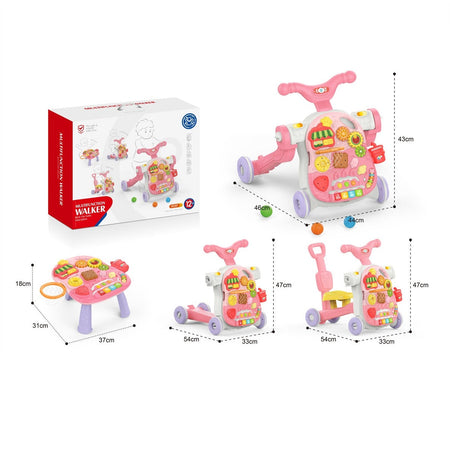 Huanger 4 in 1 Multifunction Baby Walker With Music - Pink