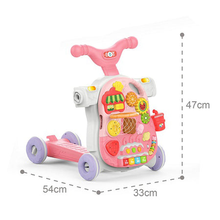 Huanger 5in1 Multifunction Motor Bike Style Baby Walker with Music Pink