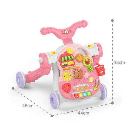 Huanger 5in1 Multifunction Motor Bike Style Baby Walker with Music Pink