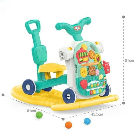 Huanger 5in1 Multifunction Motor Bike Style Baby Walker with Music Green