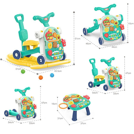 Huanger 5in1 Multifunction Motor Bike Style Baby Walker with Music Green