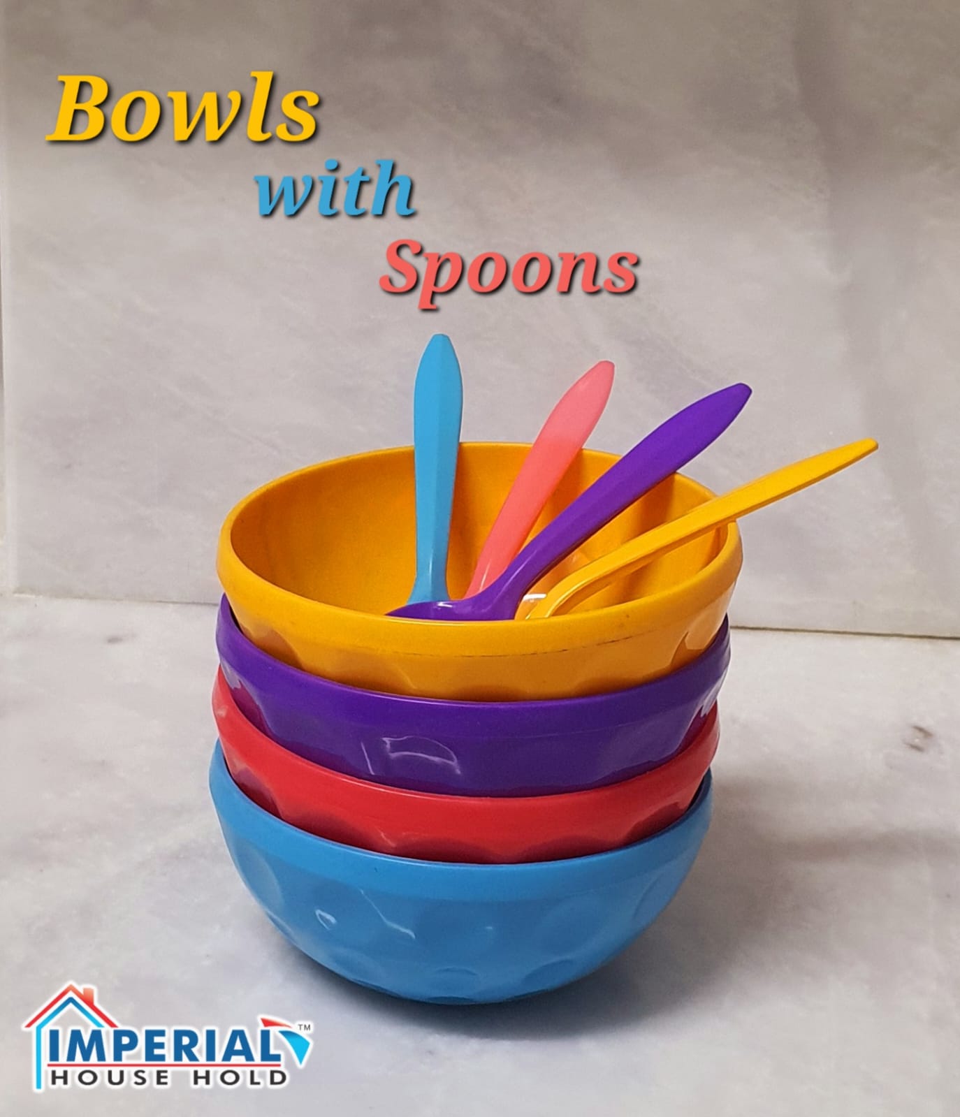 Imperial Colorful Bowls 4pcs With Spoon/stylish Bowls Set For Multipurpose image 2