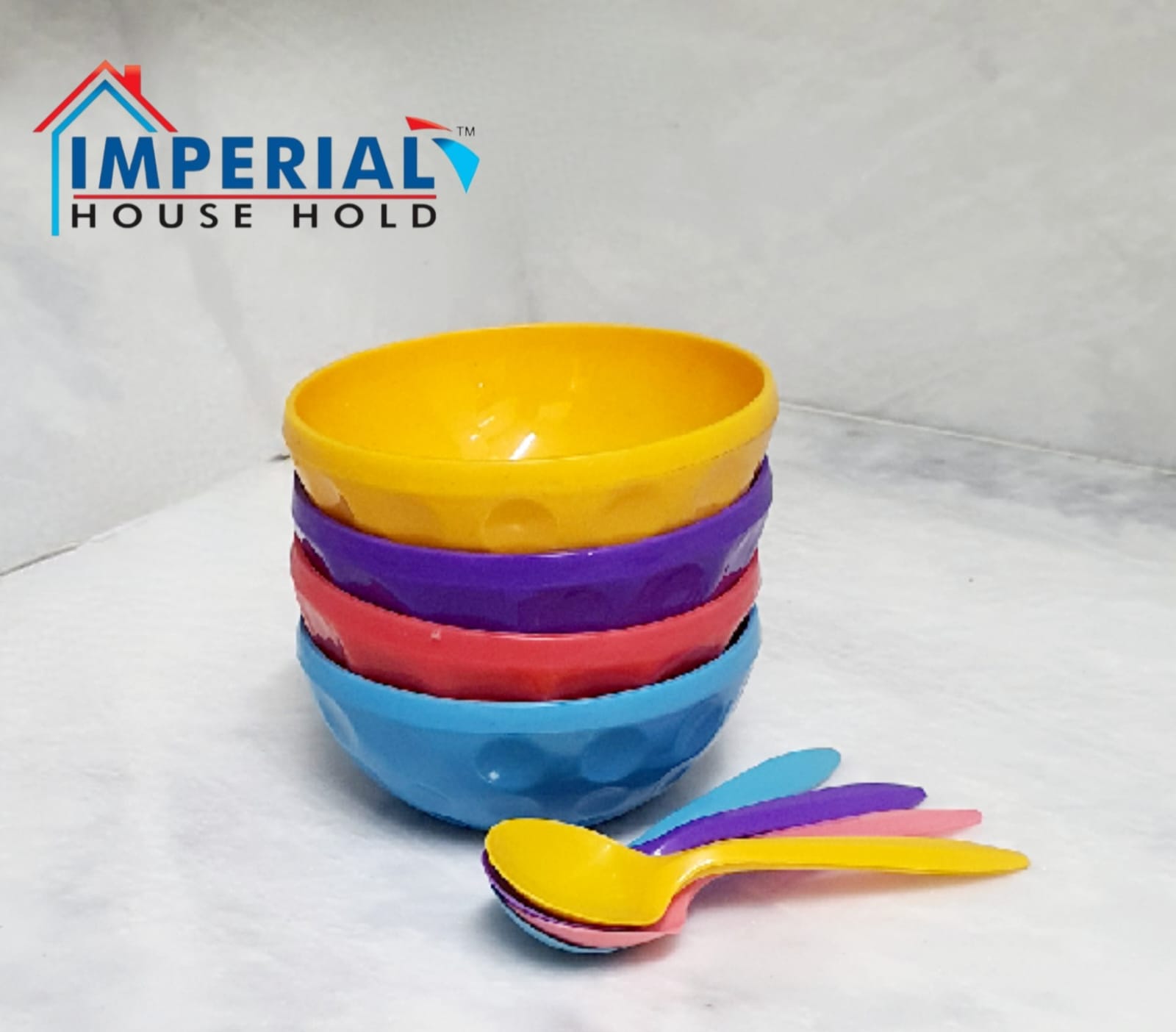 Imperial Colorful Bowls 4pcs With Spoon/stylish Bowls Set For Multipurpose image 3