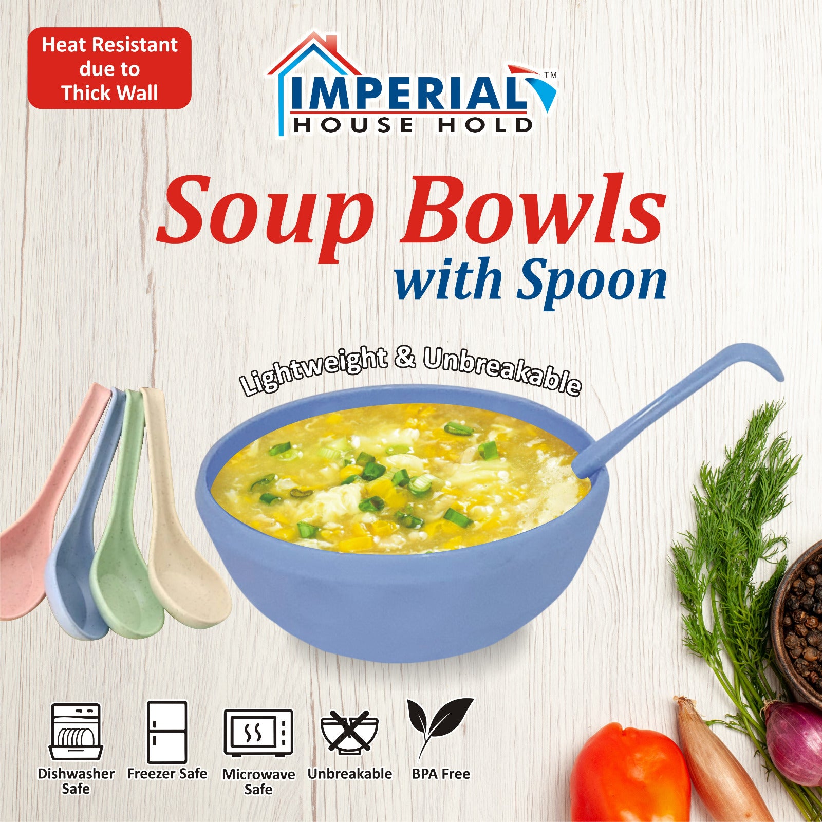 Imperial Soup Bowl 4pcs With Spoon/soup Serving Bowl main image