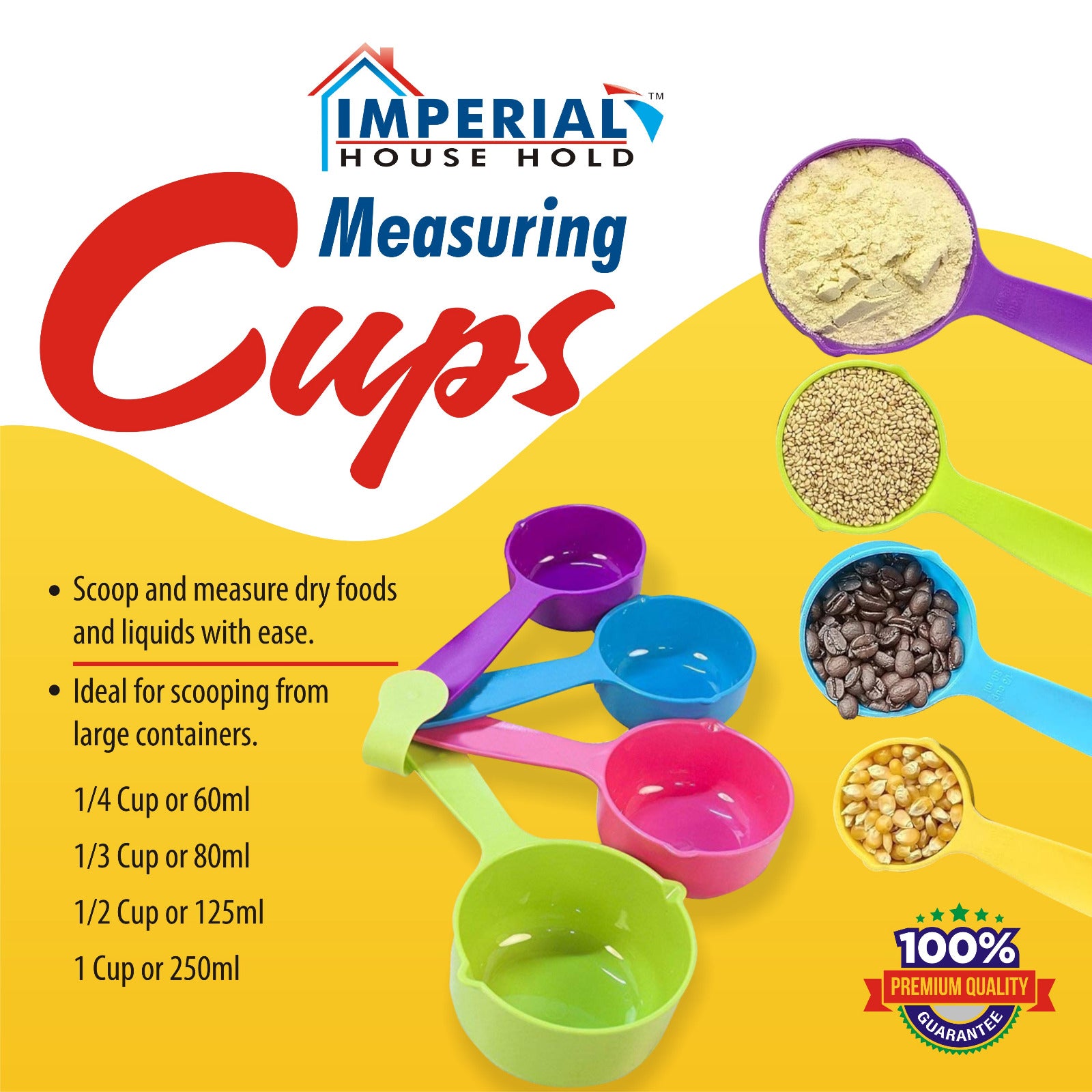 Imperial Measuring Cup 4pc/high Quality Accurate Measuring Tool For Cooking And Baking main image
