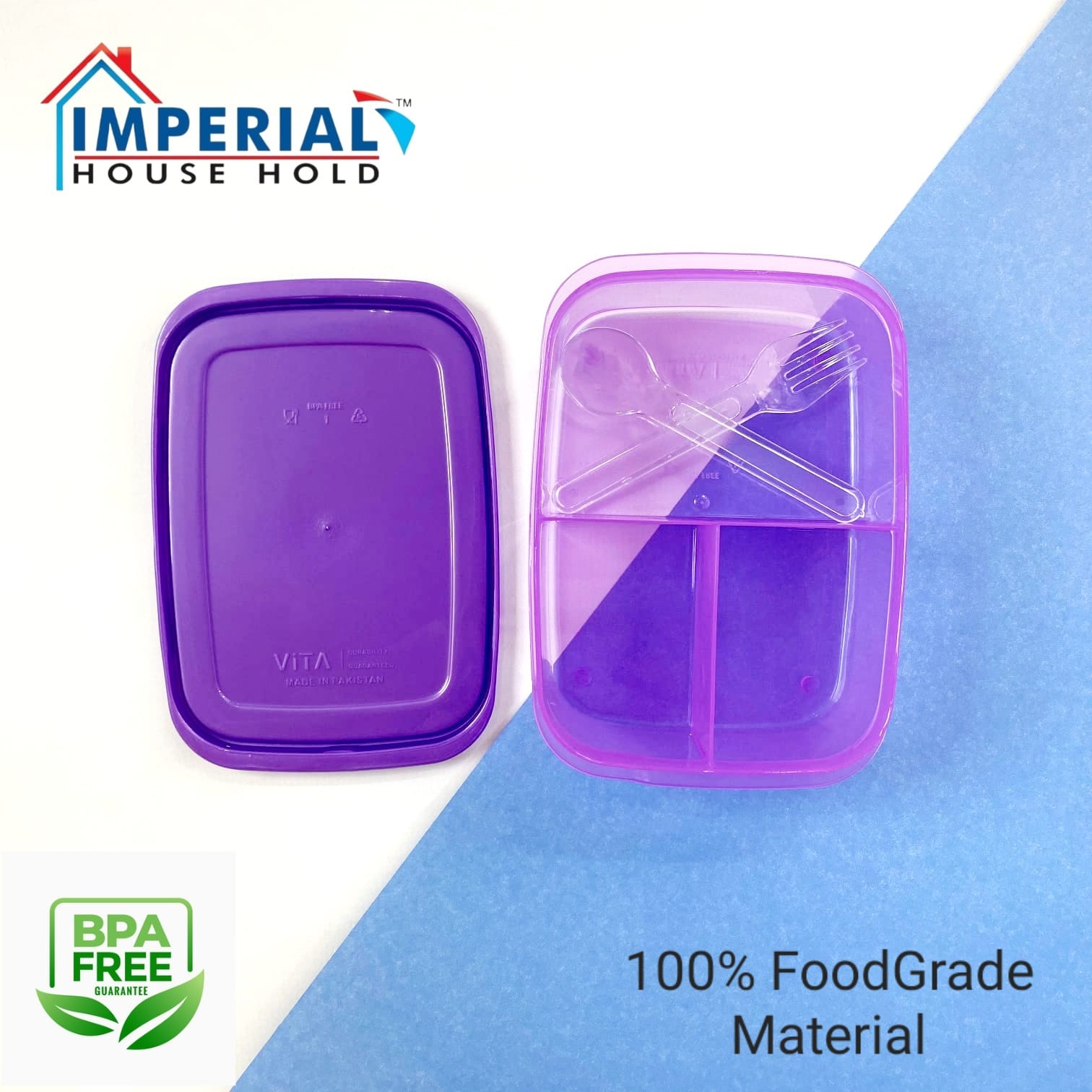 Imperial Lunch Box/transparent Portion Lunch Box(with Spoon And Fork Inside)for School,college,university image 3