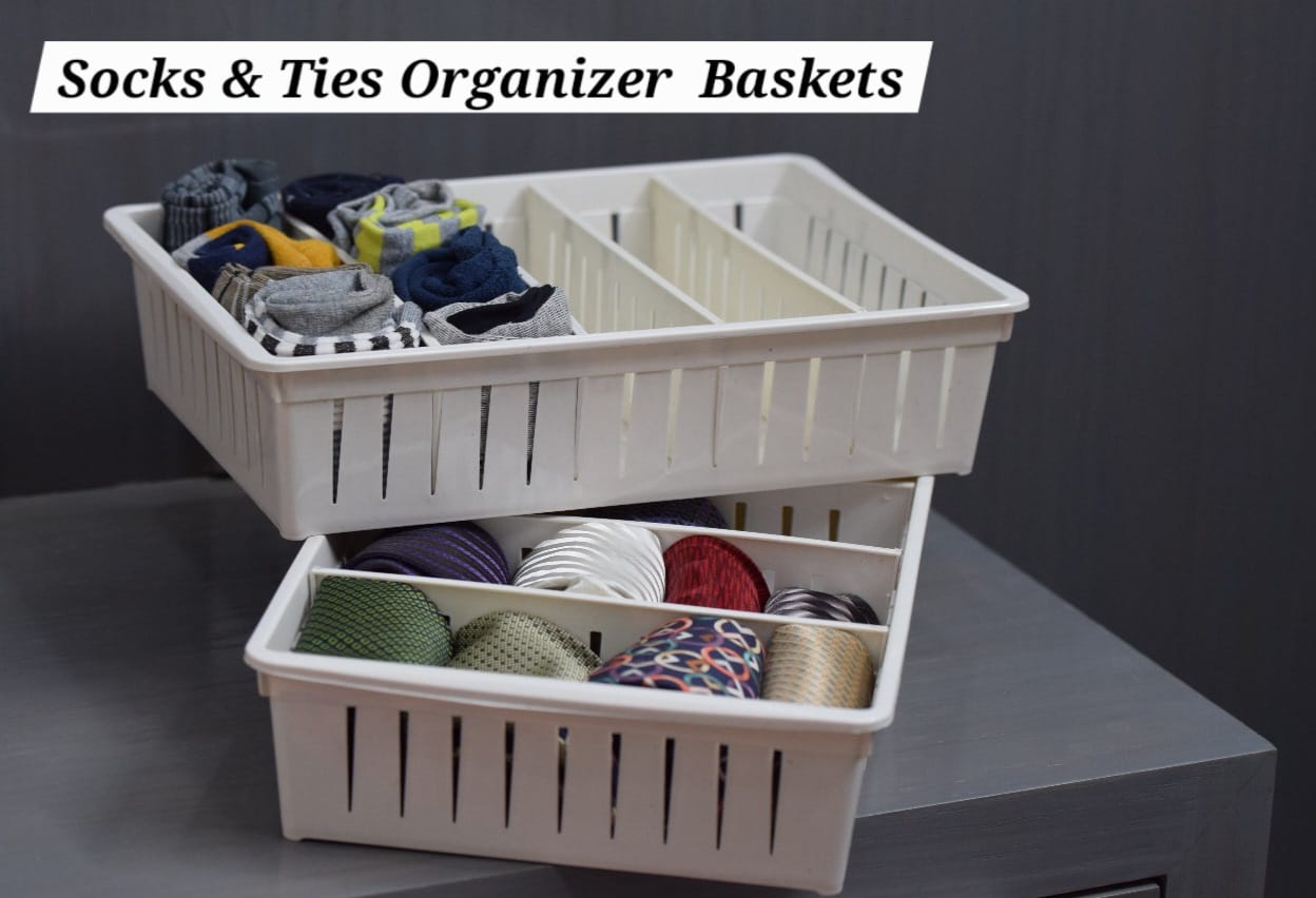 Socks And Ties Organizer Basket With Adjustable Partitions image 4