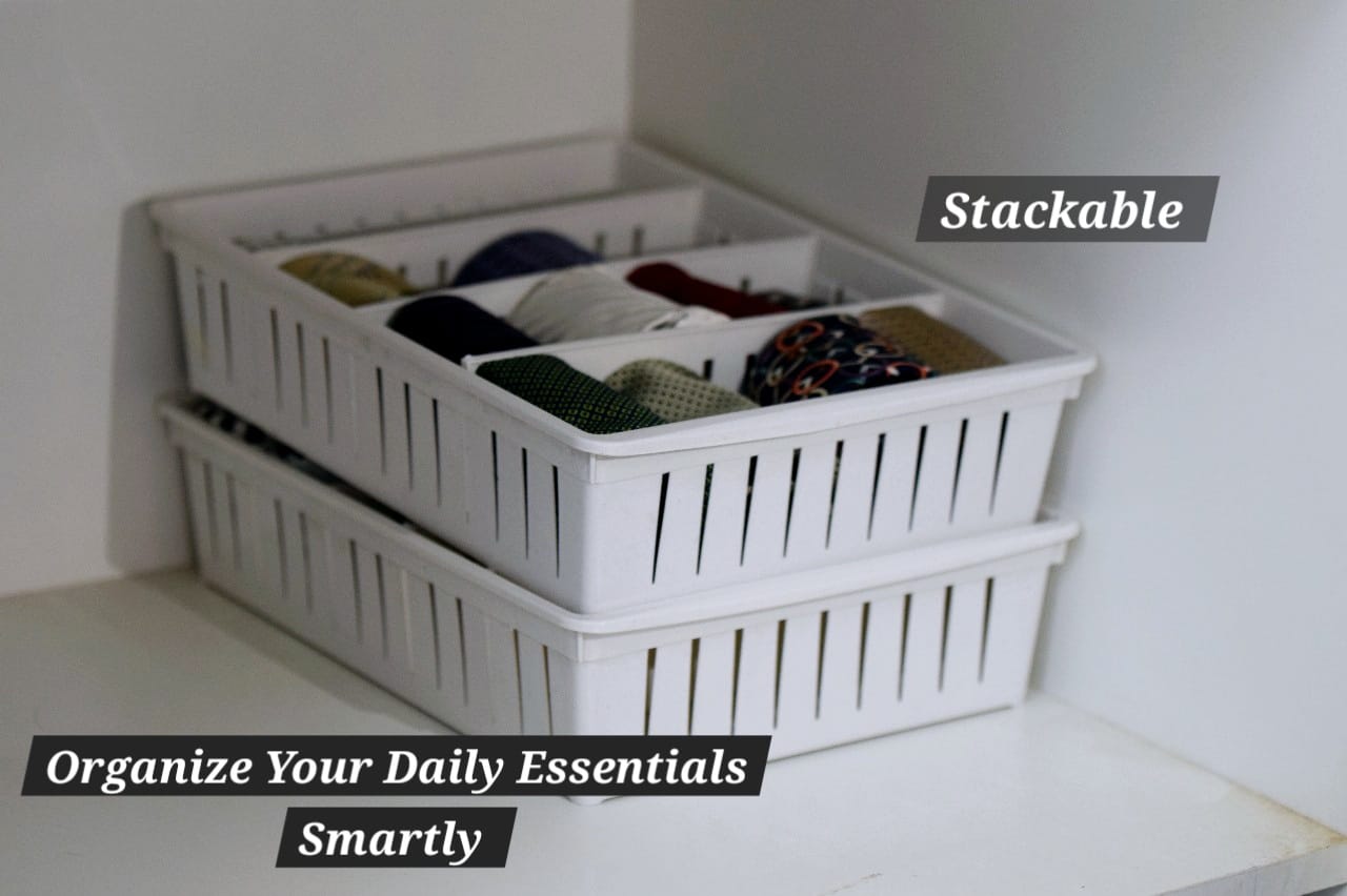 Socks And Ties Organizer Basket With Adjustable Partitions image 6