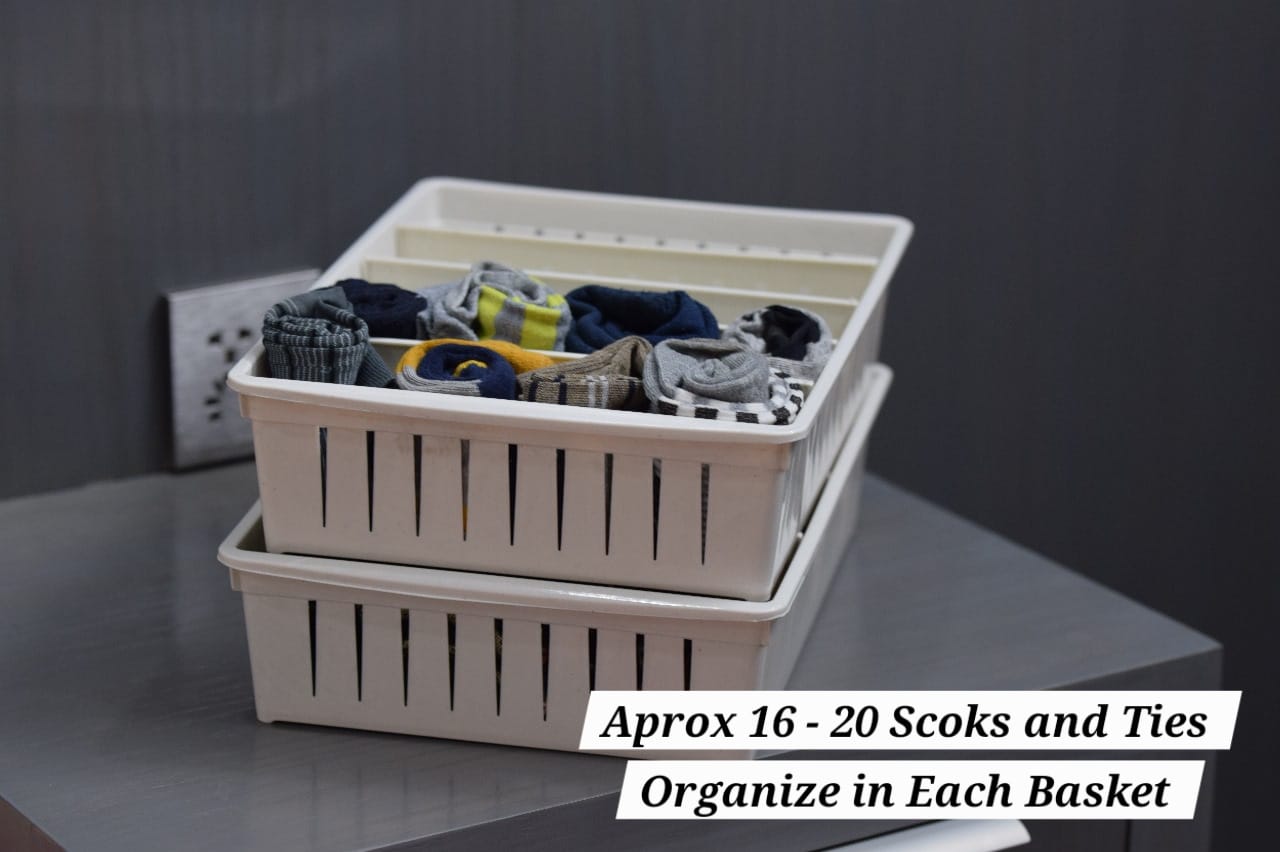 Socks And Ties Organizer Basket With Adjustable Partitions image 7
