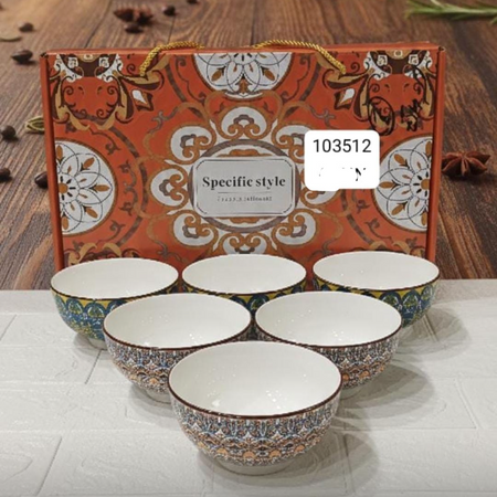 Set Of 6 Printed Ceramic Bowls - Image 3