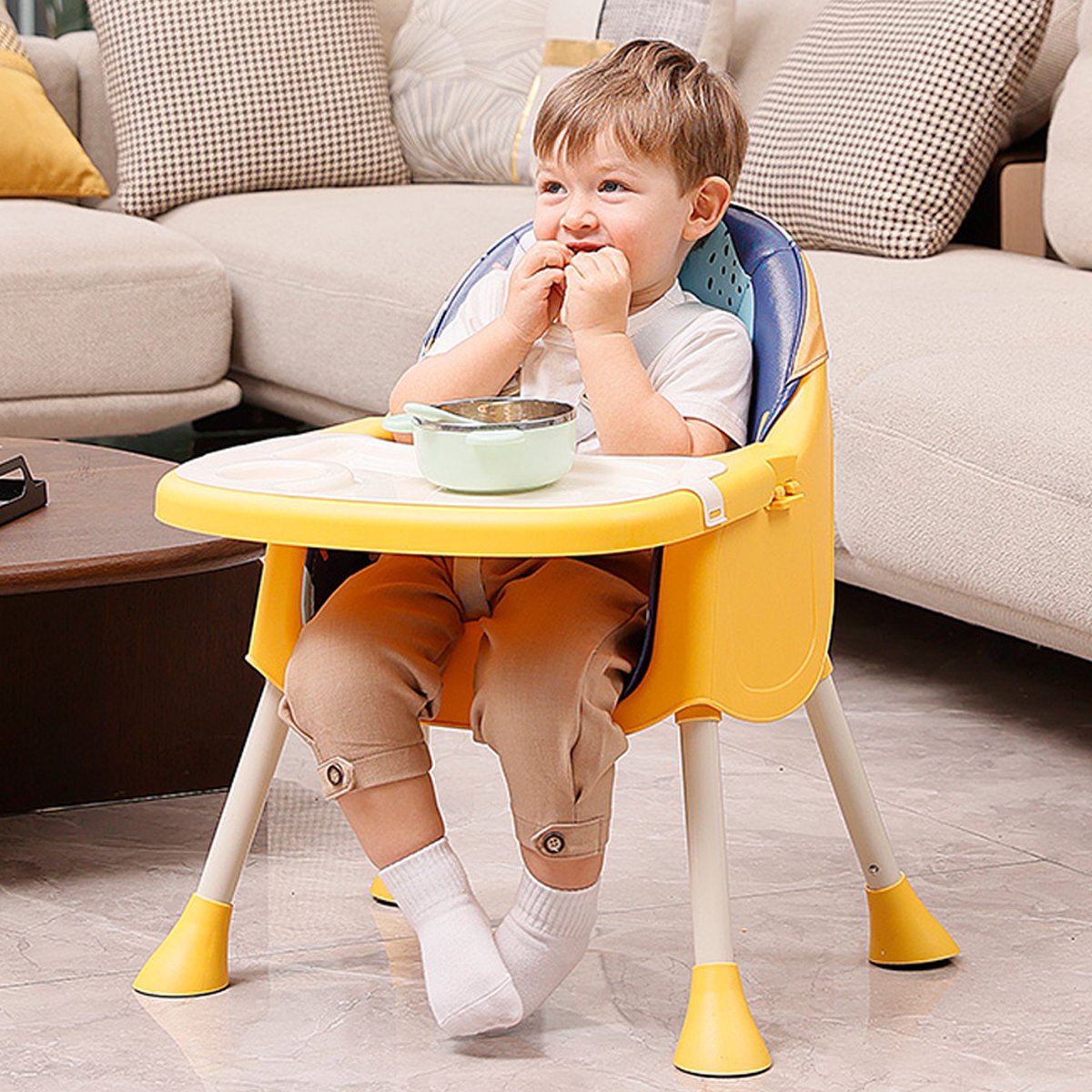 Infantes 4 in 1 Baby High Chair Foldable With Adjustable Legs Feeding Tray - Pink