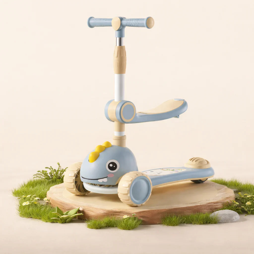 Infantes Cartoon Face Kids Scooty Blue